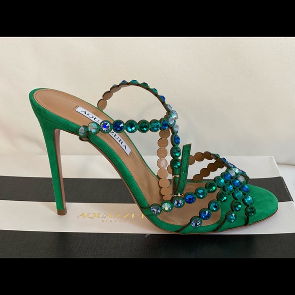 Aquazurra Tequila Embellished Suede Sandals - Picture 9 of 10